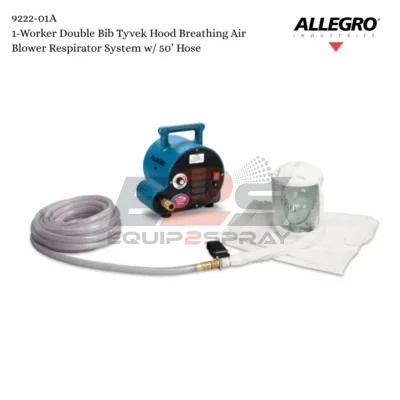 Allegro Double Bib Tyvek® Hood Breathing Air Blower Respirator Systems - One-Worker Double Bib Hood Breathing Air Respirator System, 50' Airline Hose
