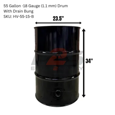 HafcoVac 18 Gauge (1.1 mm) Drum - SKU: HV-55-15-B: 55 Gallon With Drain Bung